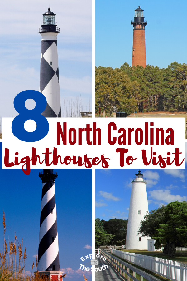 8 North Carolina Lighthouses You Can Visit. Climb all but one of these east coast light houses. Rich history dating back to the late 1700's and how the Civil War affected some of the East Coast lighthouses. #lighthouse #lighthouses #explorethesouth #southeasternustravel