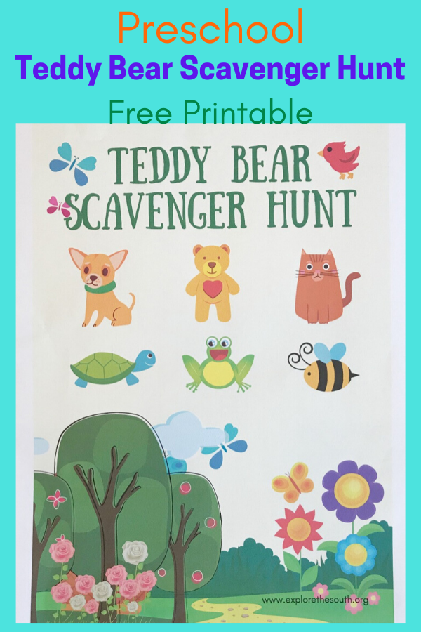 Preschool Teddy Bear Scavenger Hunt Printable #scavengerhunt #preschoolprintable