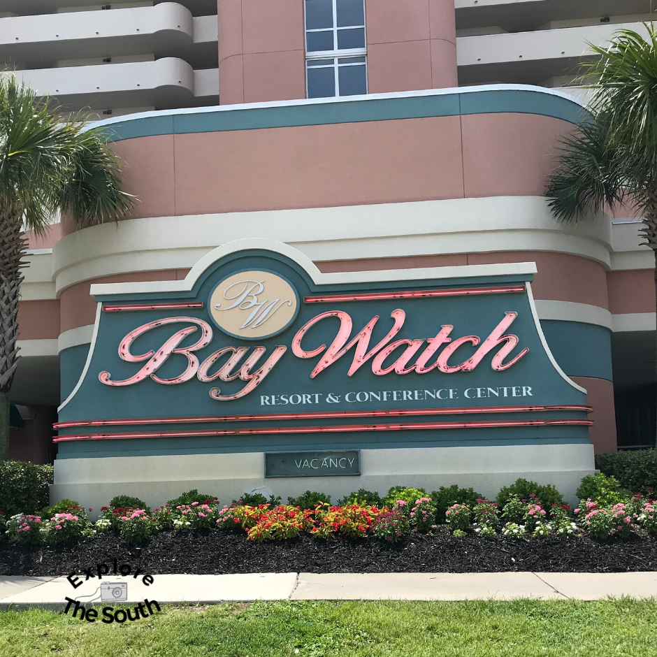 The sign for Bay Watch Resort and Conference Center at Myrtle Beach S.C.