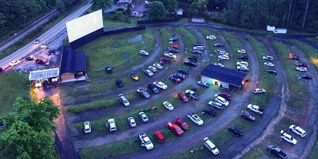 Aerial view of a Drive In Movie Theater