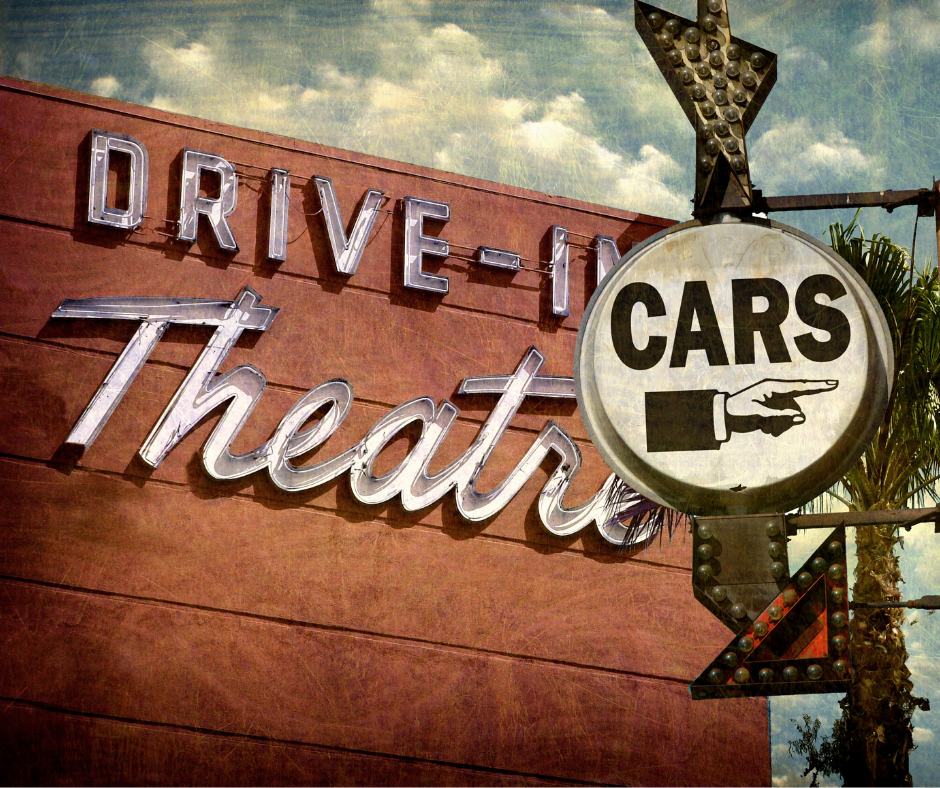 Sign for entrance to a Drive In Movie Theatre